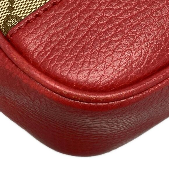 Auth GUCCI Bree/GG Beige Brown Red Jacquard Leather Shoulder Bag - Picture 7 of 14